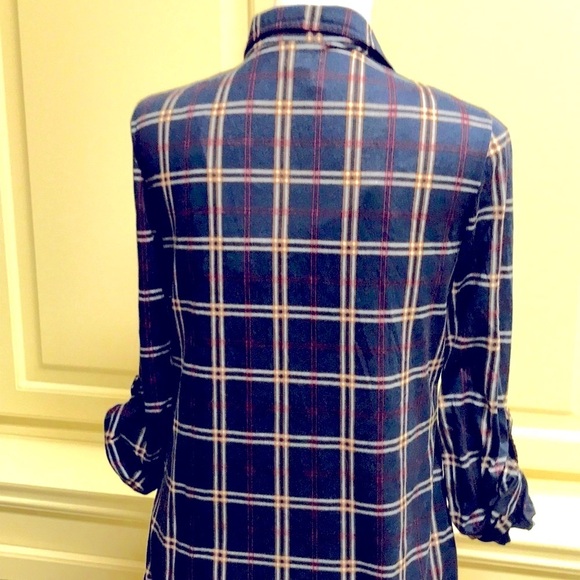 Passport by Buckle Blue Red & White Plaid Long Sleeve Button Up Shirt Sz Medium - Picture 4 of 7